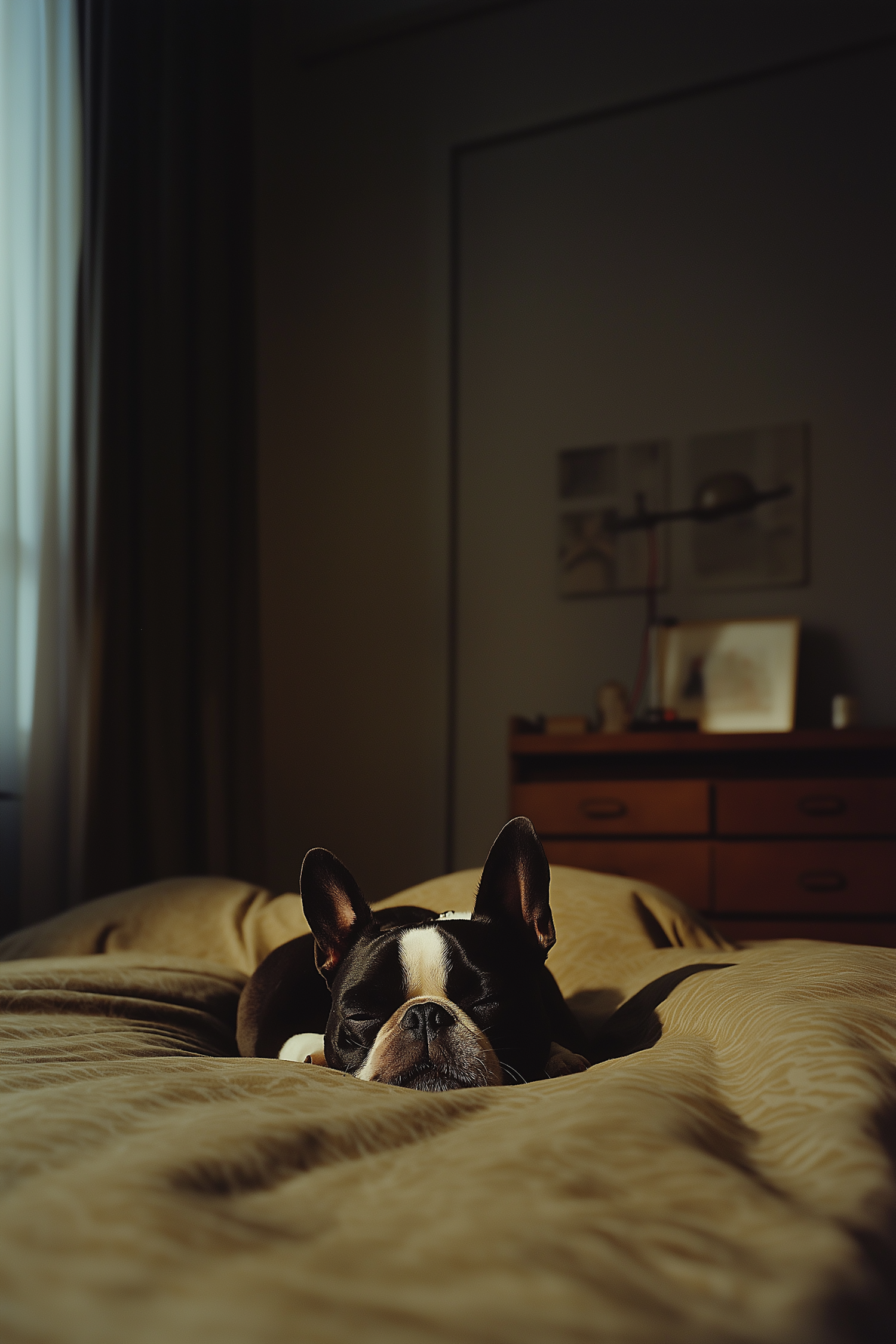 Serene Boston Terrier Resting Indoors