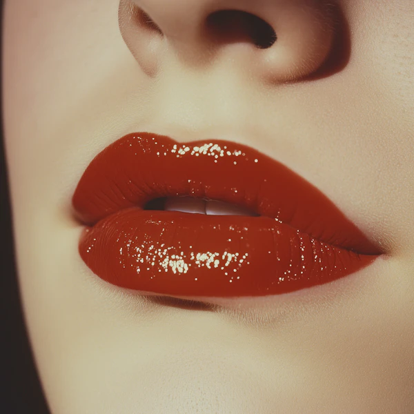 Glossy Red Lips Close-Up