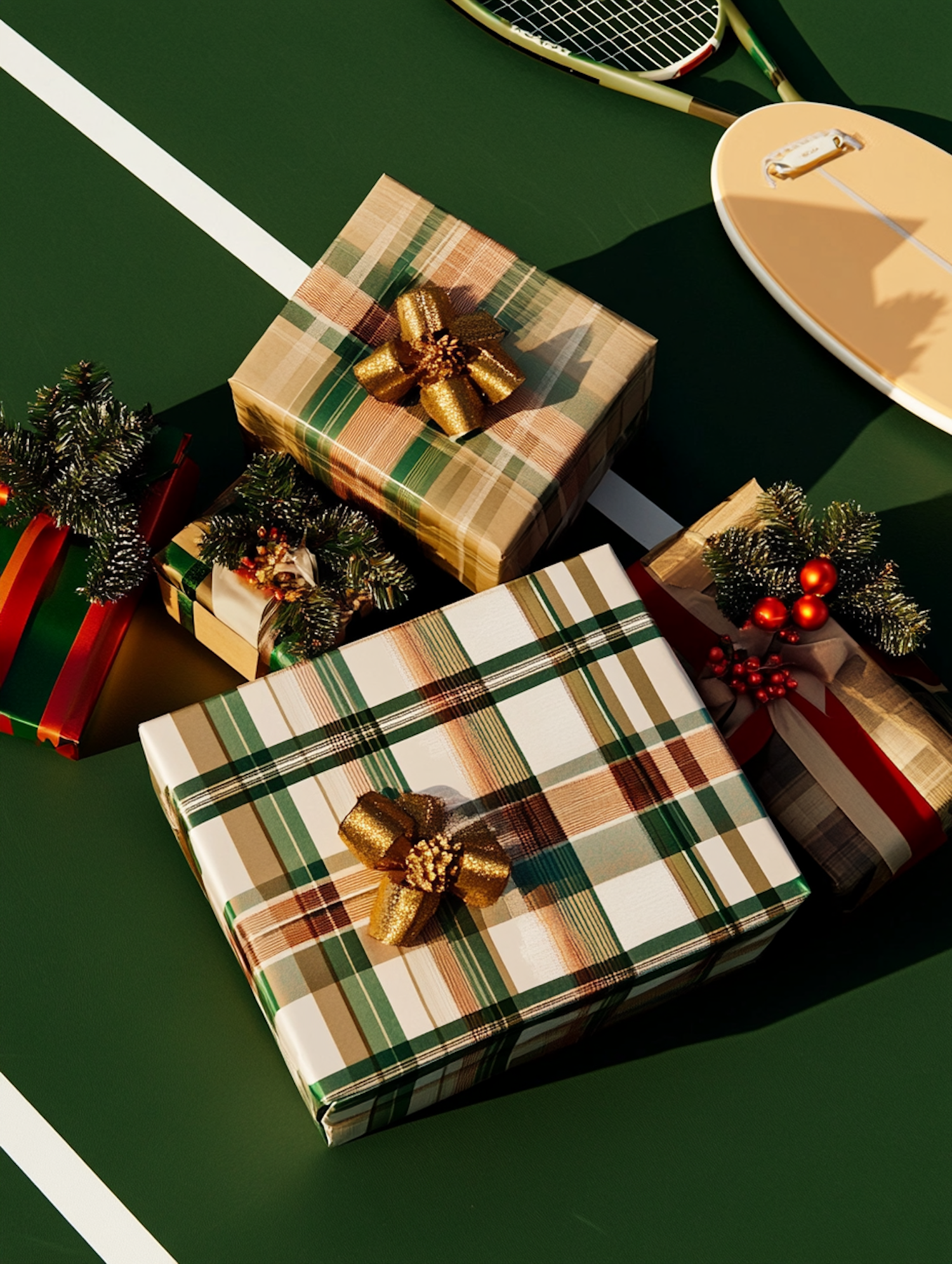 Festive Gifts on Tennis Court