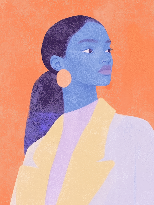 Stylized Portrait with Blue Skin