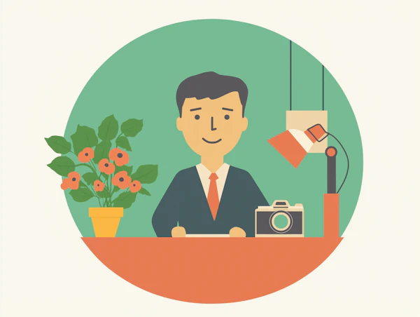 Man at Desk Illustration