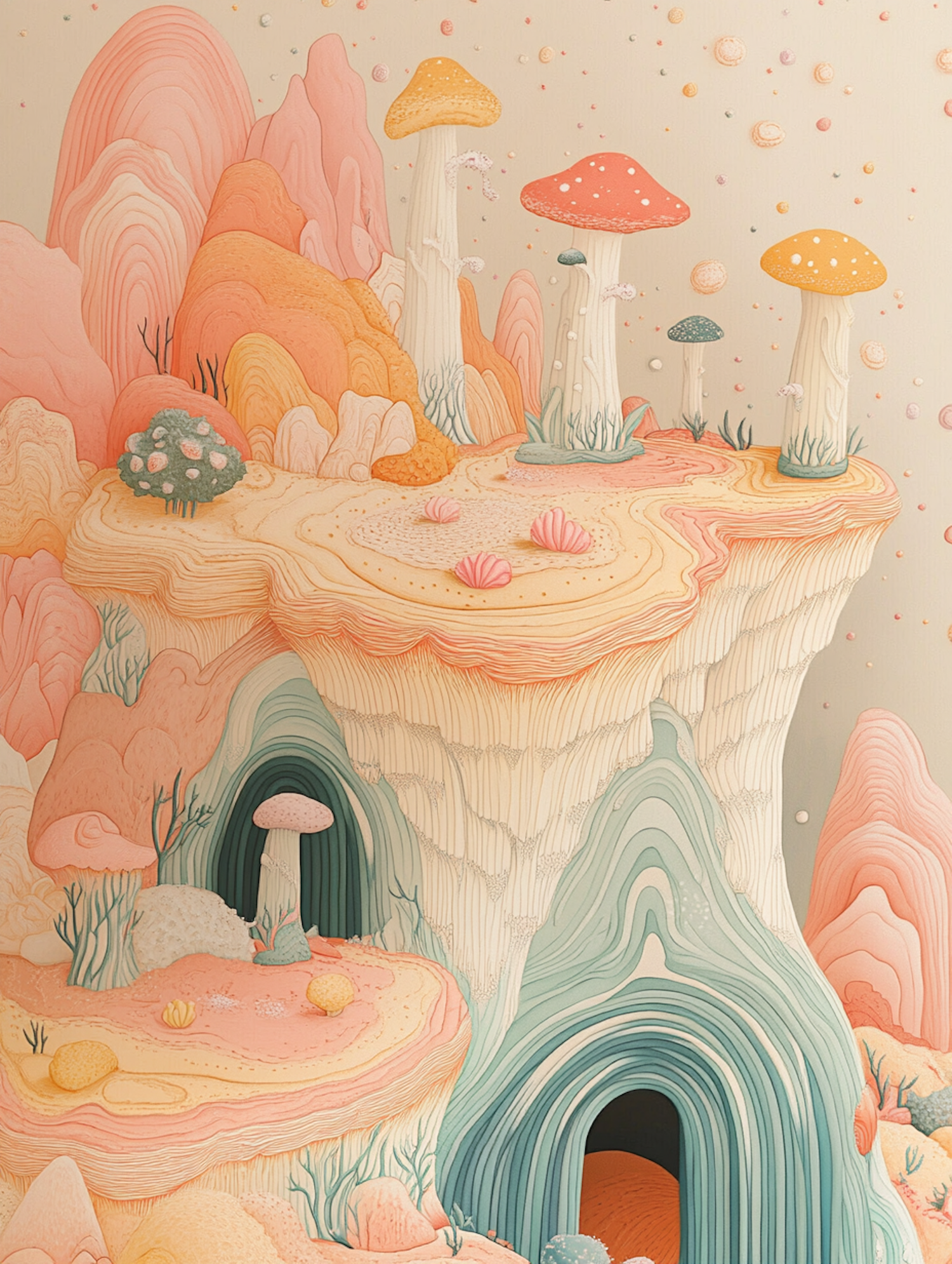 Whimsical Mushroom Landscape