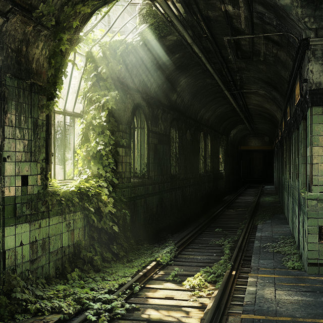 Abandoned Subway Tunnel Reclaimed by Nature