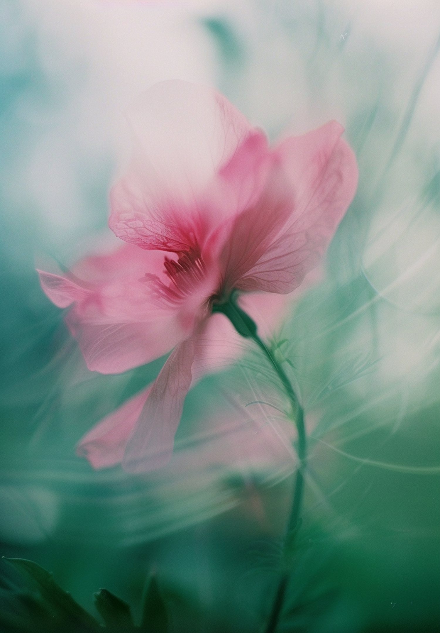 Delicate Pink Hibiscus in Bloom