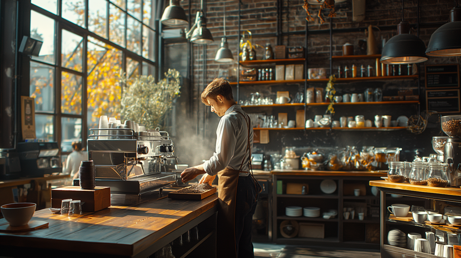 Barista at work in coffee shop