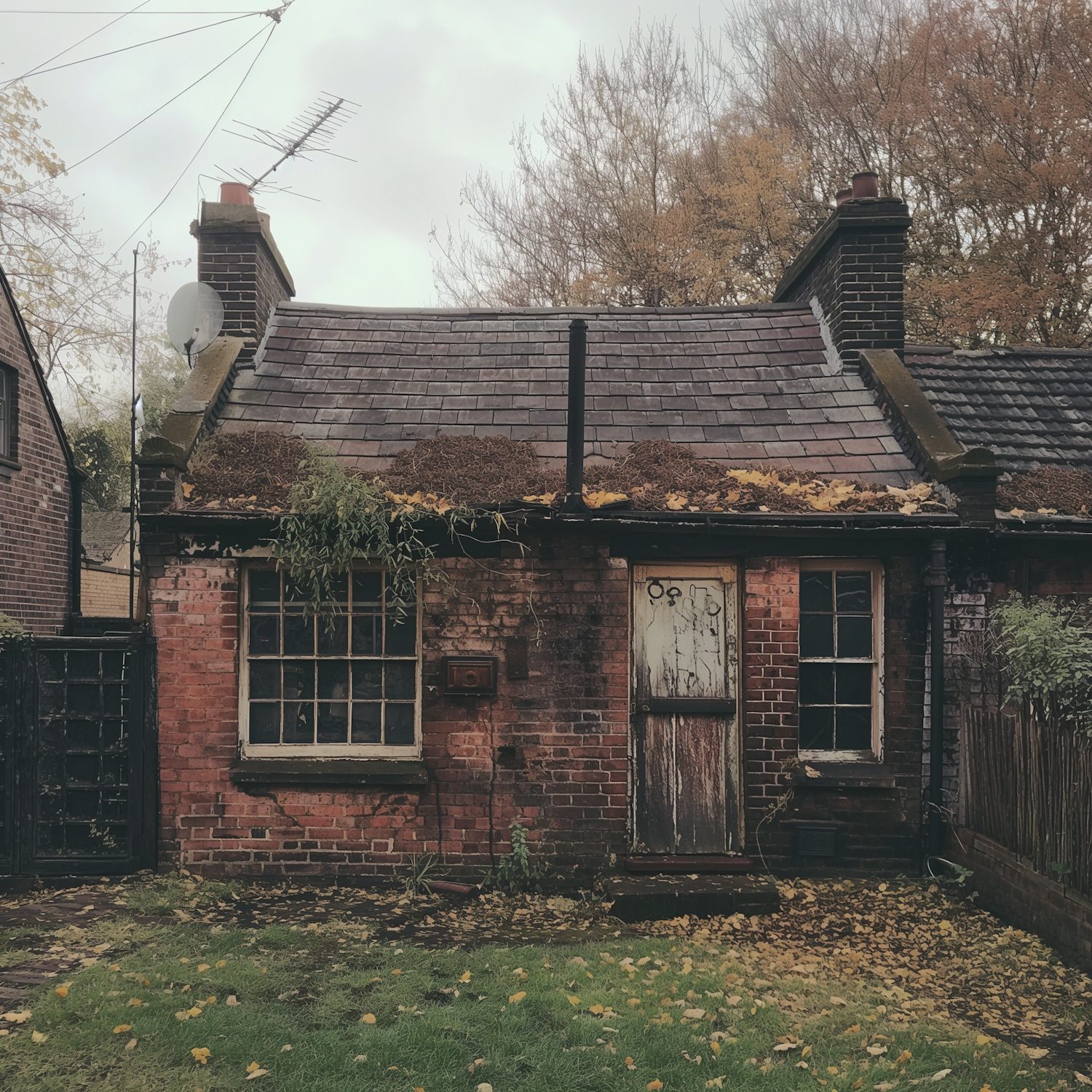 Time-Worn Brick House Amidst Nature