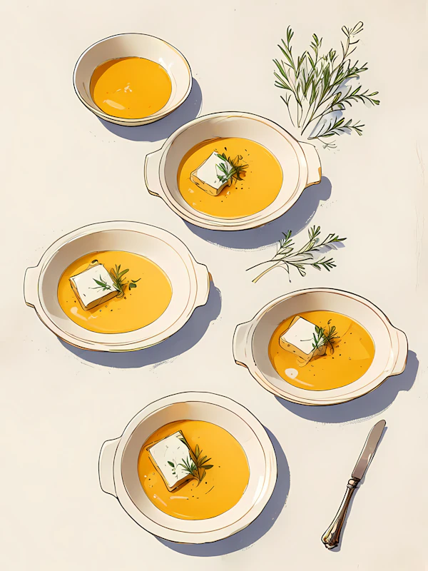 Vibrant Orange Soup with Rosemary