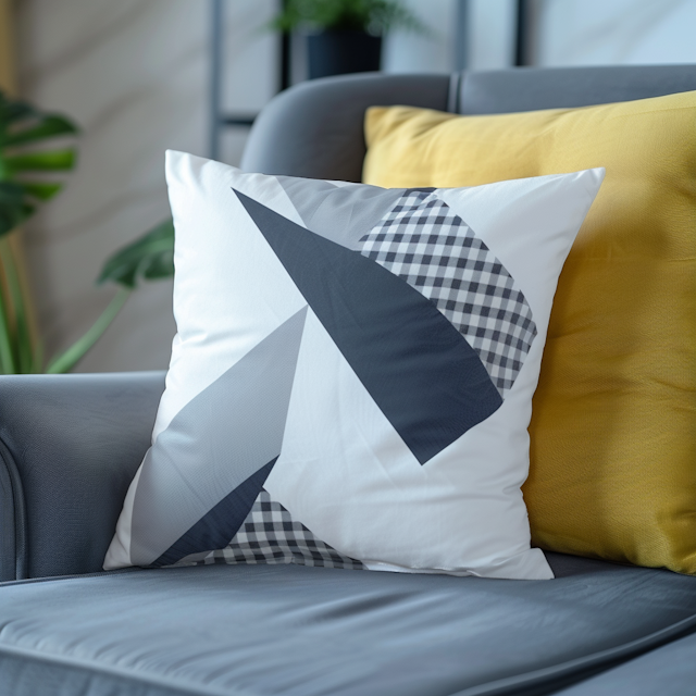 Geometric Pillow on Sofa