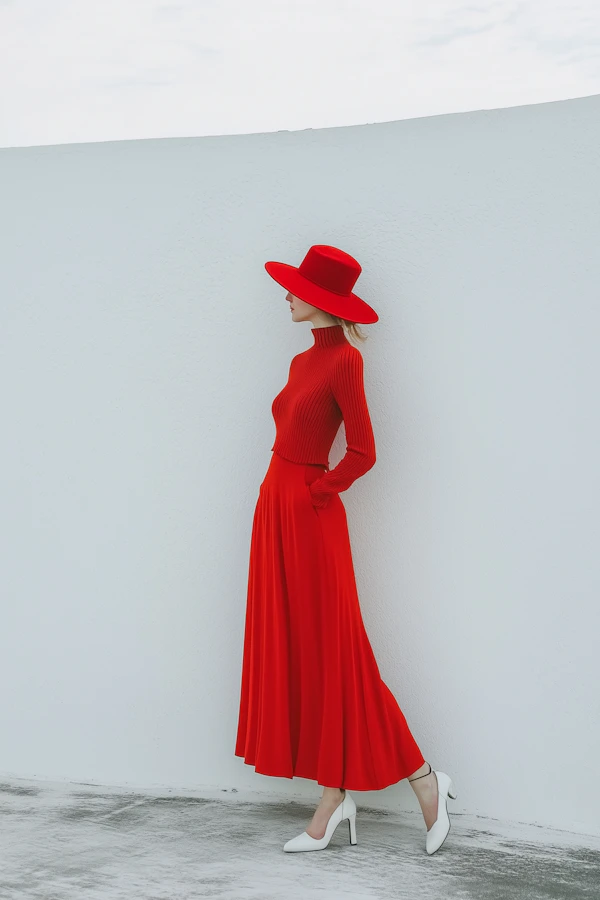 Woman in Red Outfit