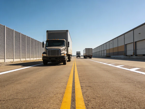 Fleet of Trucks on Road