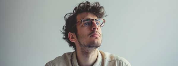 Contemplative Young Man with Spectacles