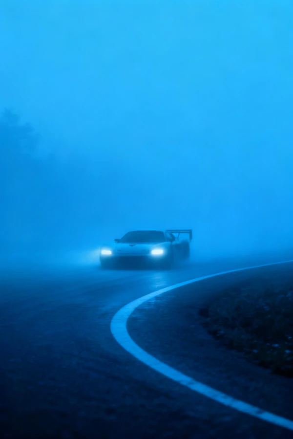 Foggy Sports Car Drive