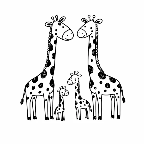 Giraffe Family Illustration