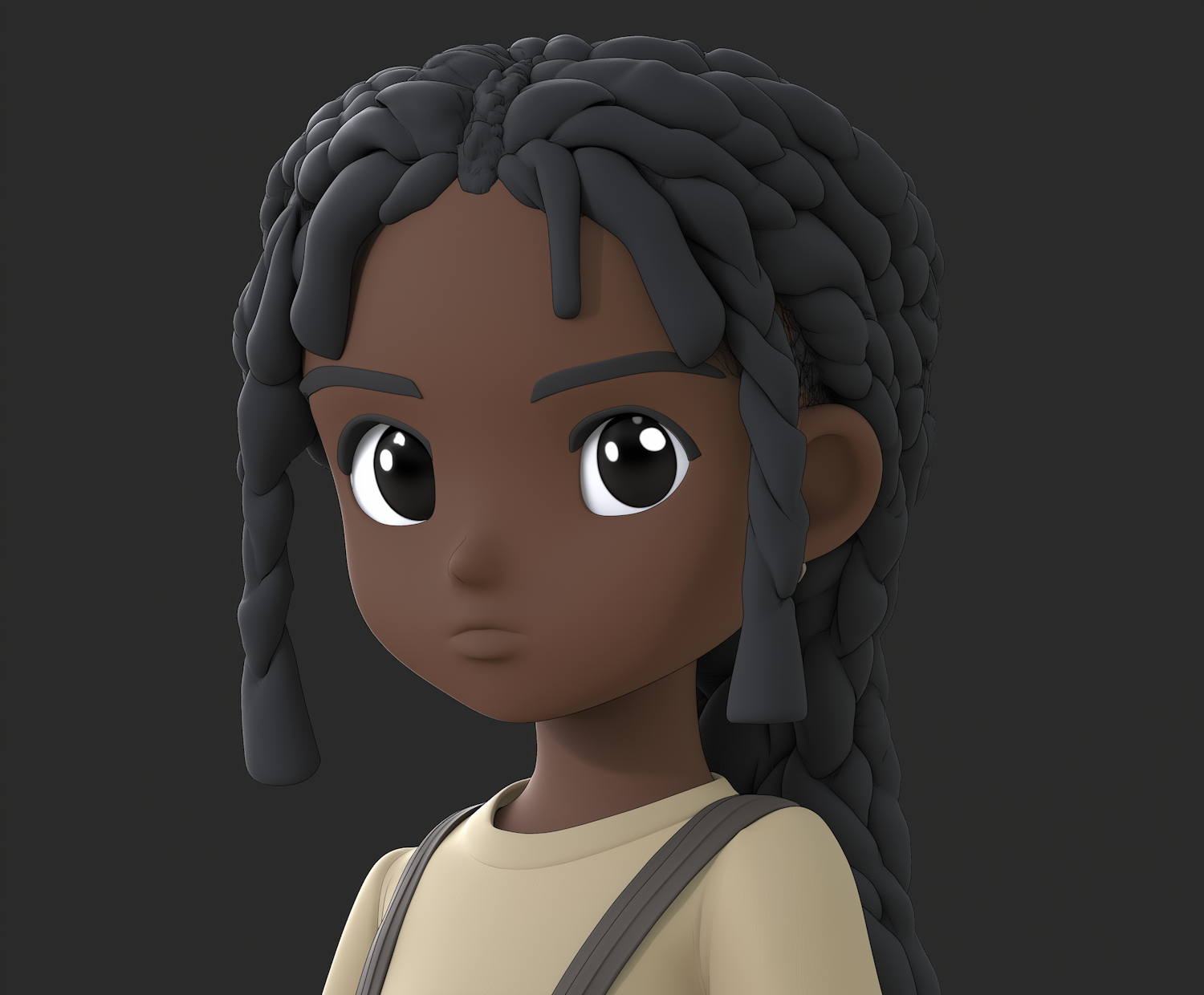 3D Model of Young Girl with Expressive Eyes