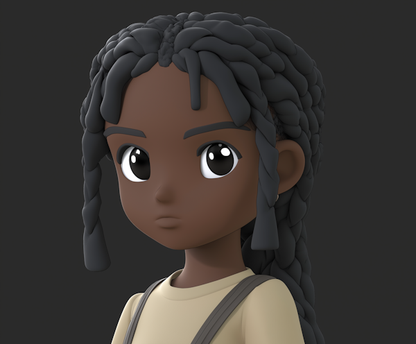 3D Model of Young Girl with Expressive Eyes