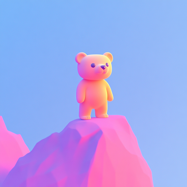 Surreal Solitary Teddy Bear in Colorful Landscape