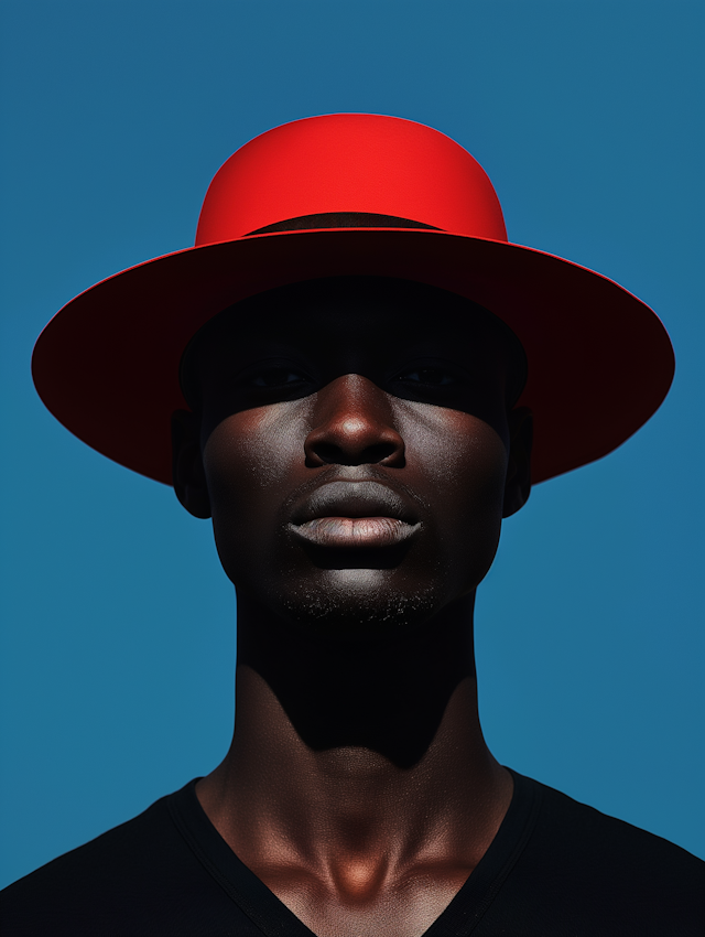 Striking Portrait of Man in Red Hat