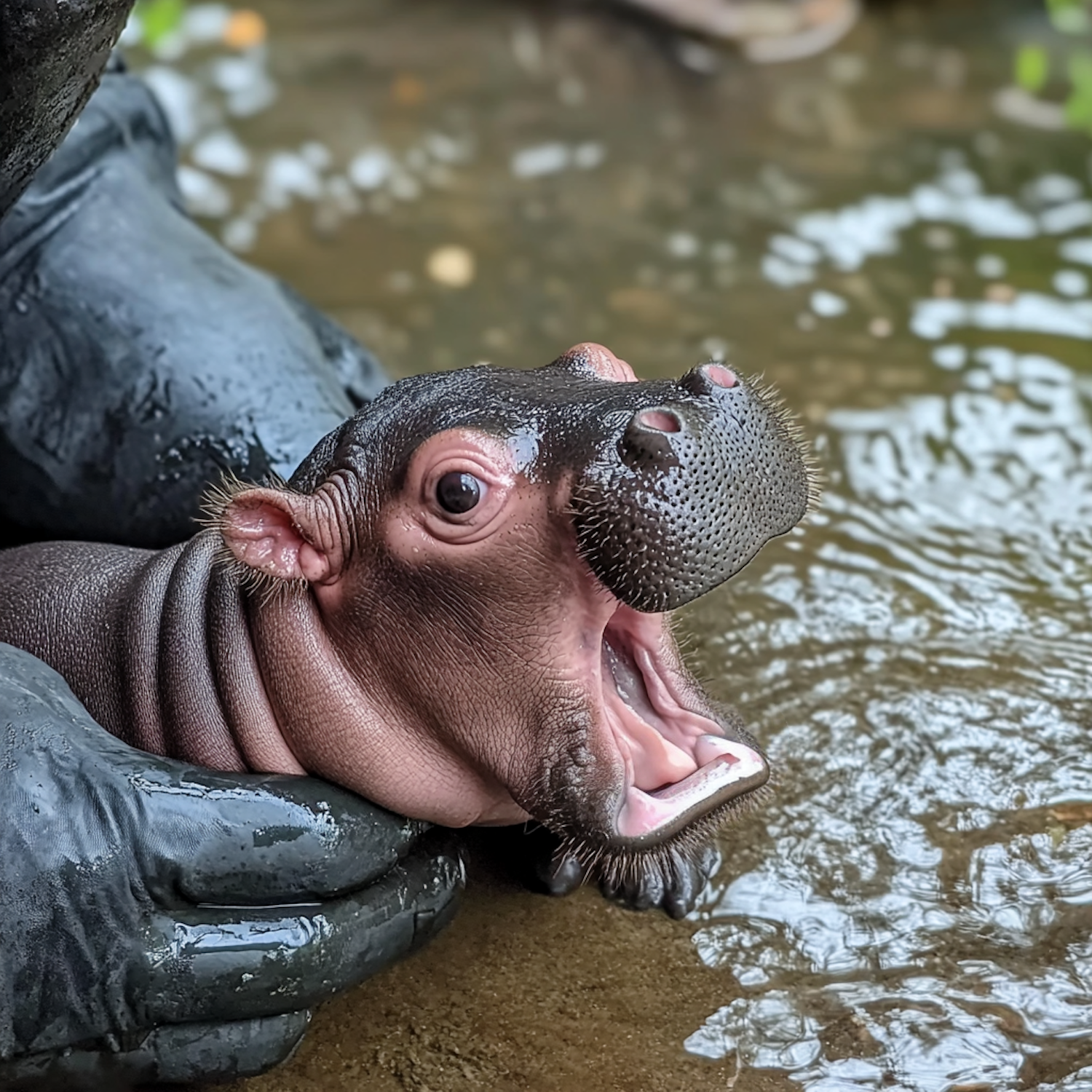 Baby Hippo in Human Care