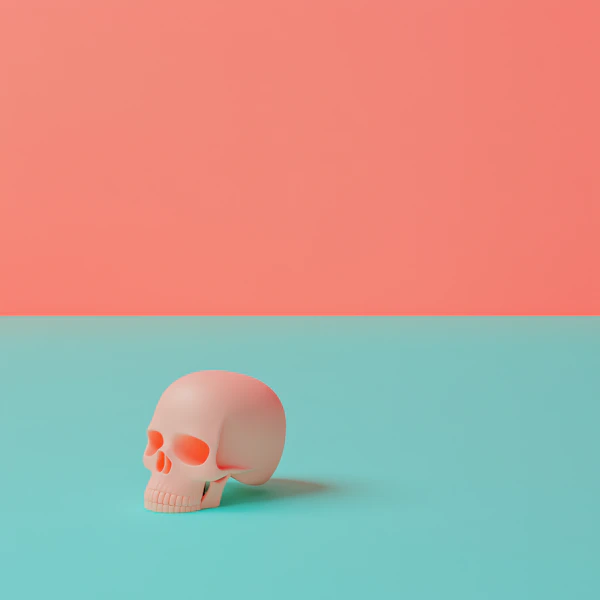 Playful Pink Skull on Dual Background
