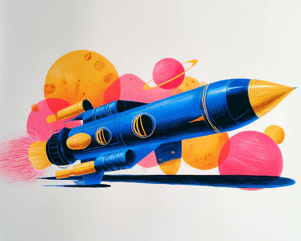 Retro Rocket Illustration