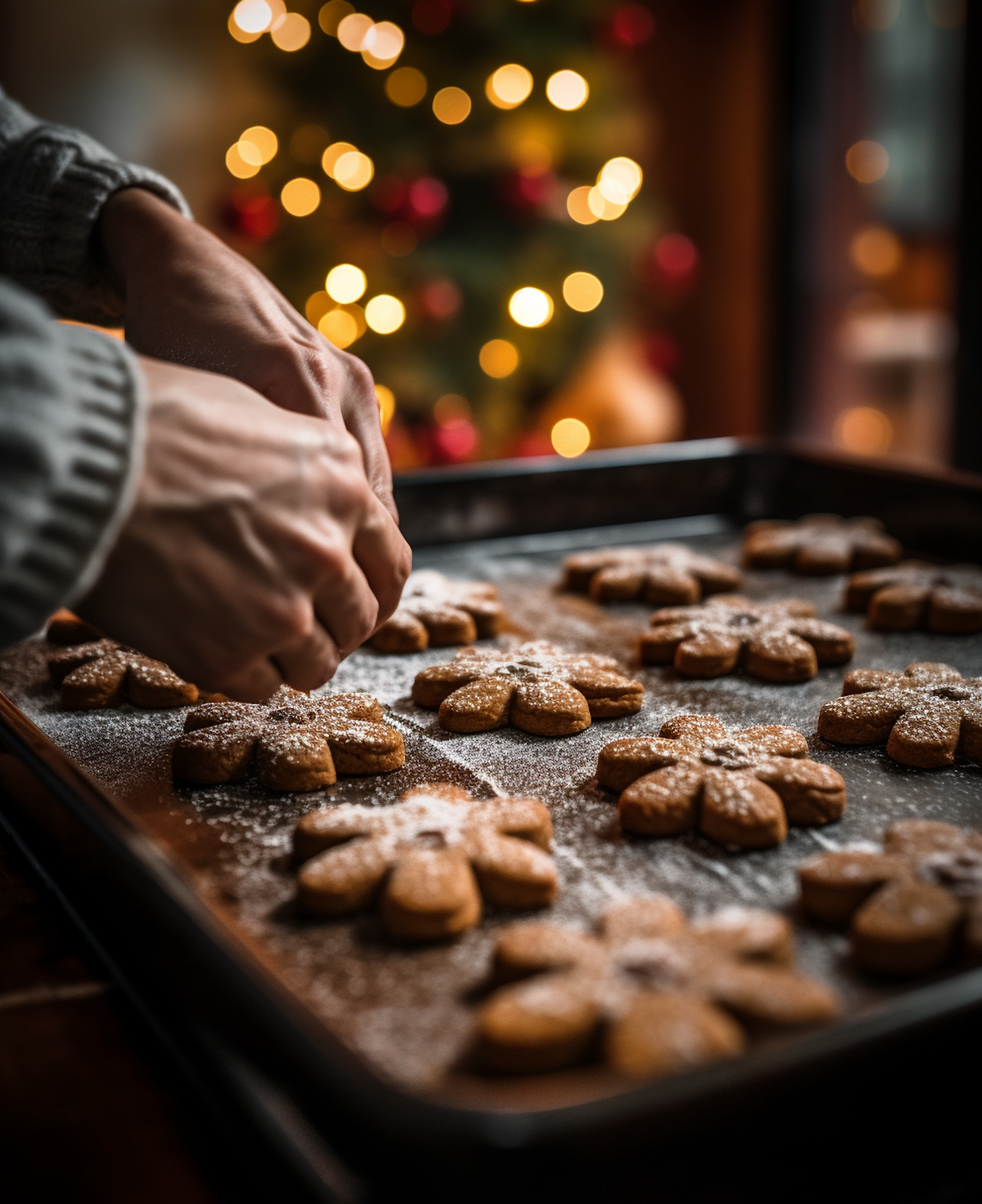 Christmas Baking Bliss: Snow-Dusted Flower Cookies