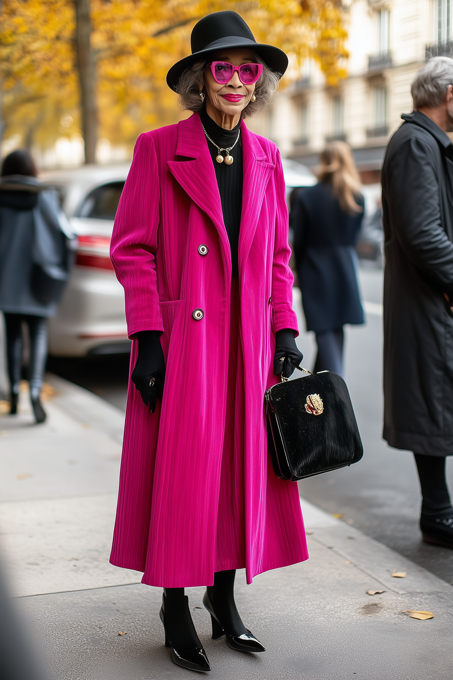 Elegantly Dressed Older Woman on City Street