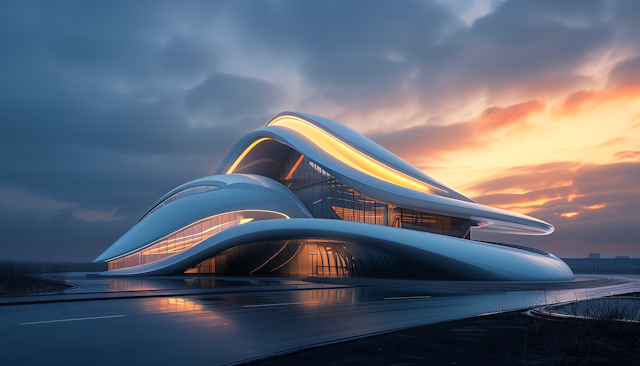 Futuristic Building at Twilight