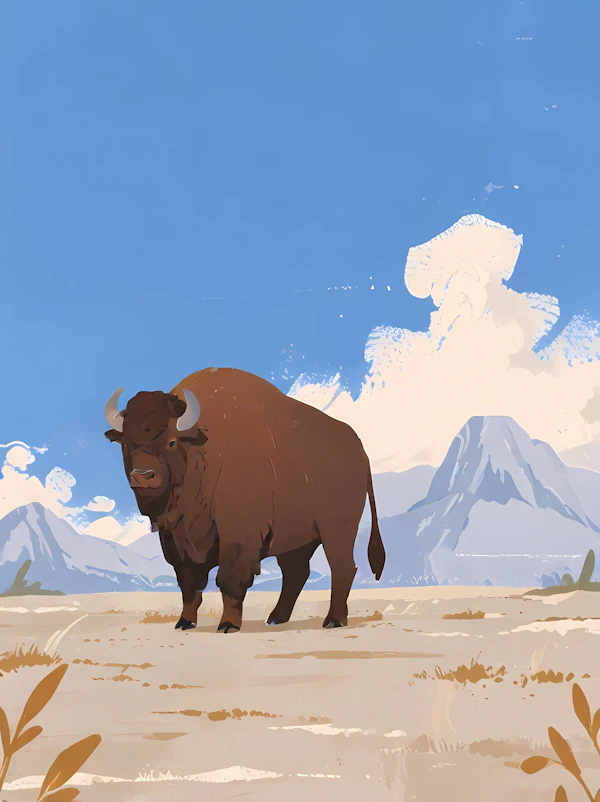 Bison in Open Plain