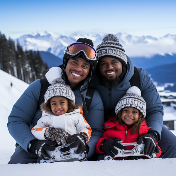 Joyful Family Embrace on Ski Getaway