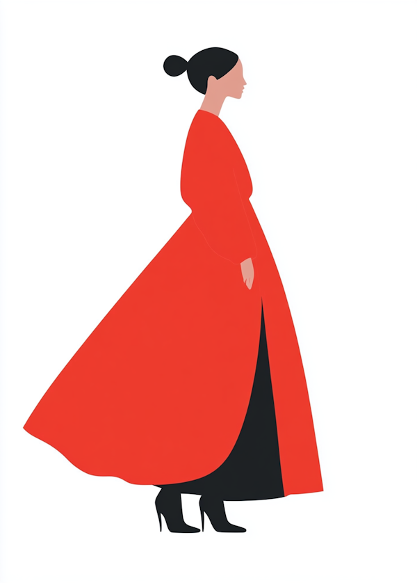 Red Gown Elegance Illustration