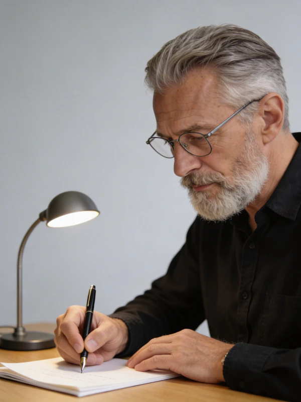 Focused Writer at Desk