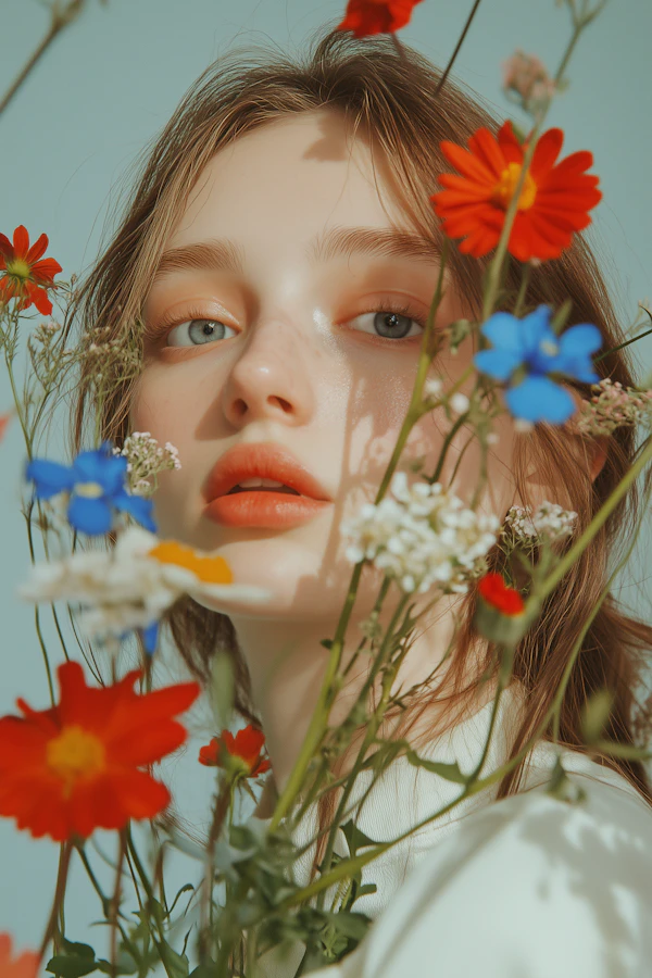 Dreamy Woman with Flowers