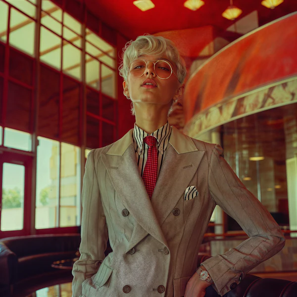 Stylish Individual in Fashionable Suit