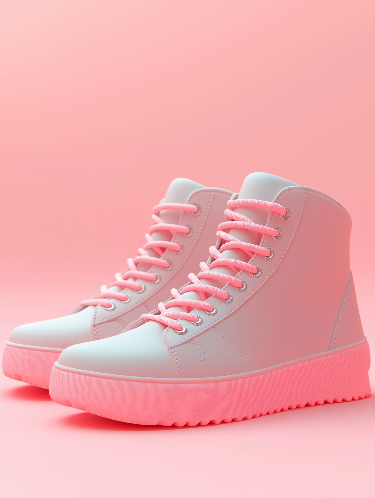 Matte Pink High-Top Sneakers