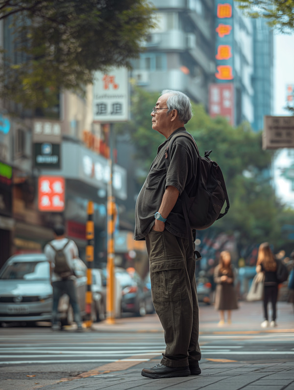 Elderly Man in Urban Setting