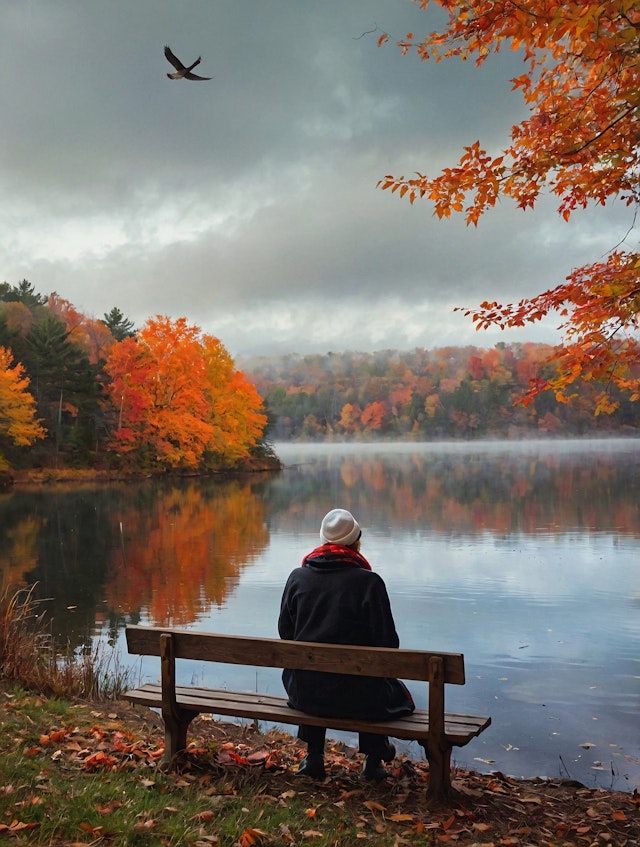 Serene Autumn Scene by the Lake