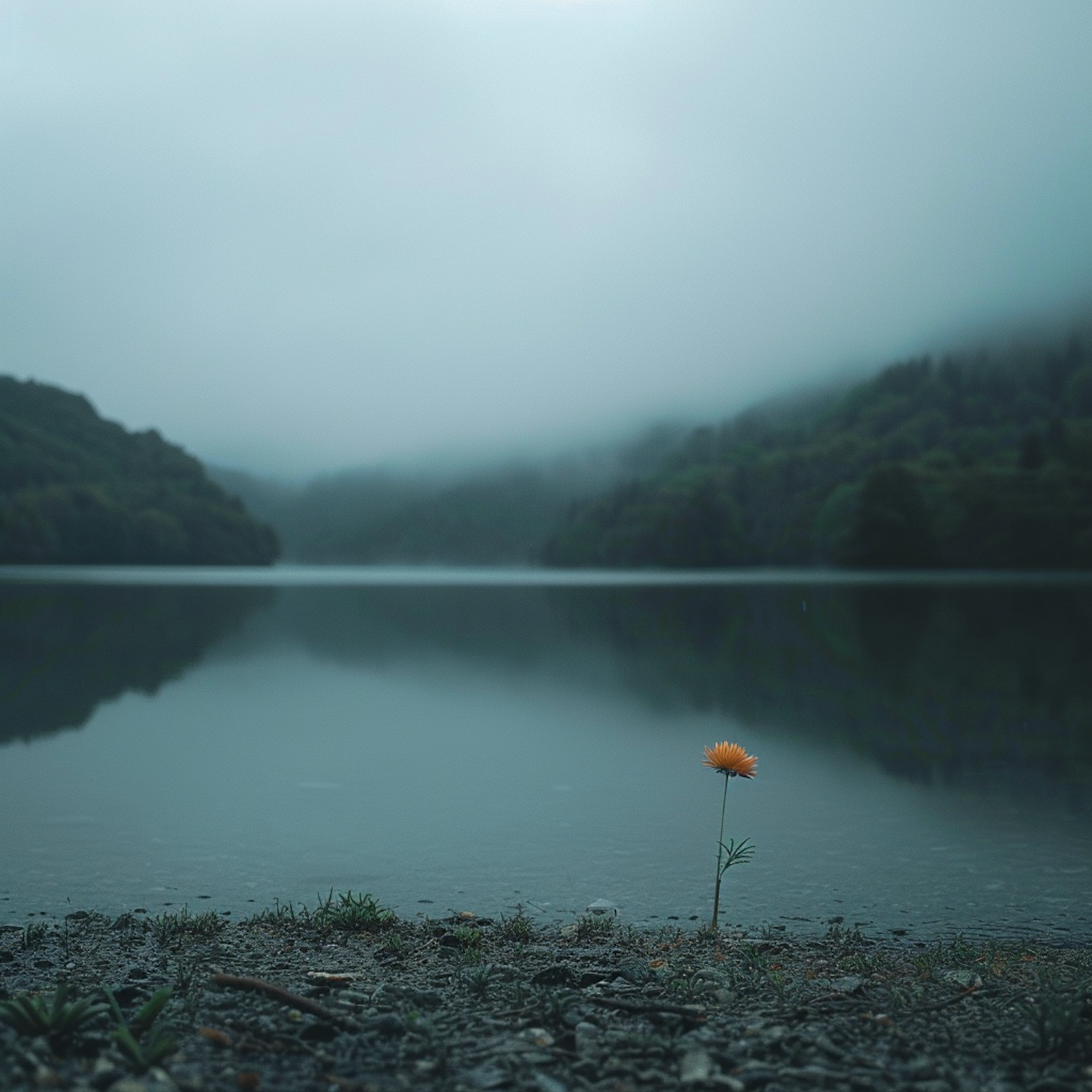 Serene Lake with a Splash of Color