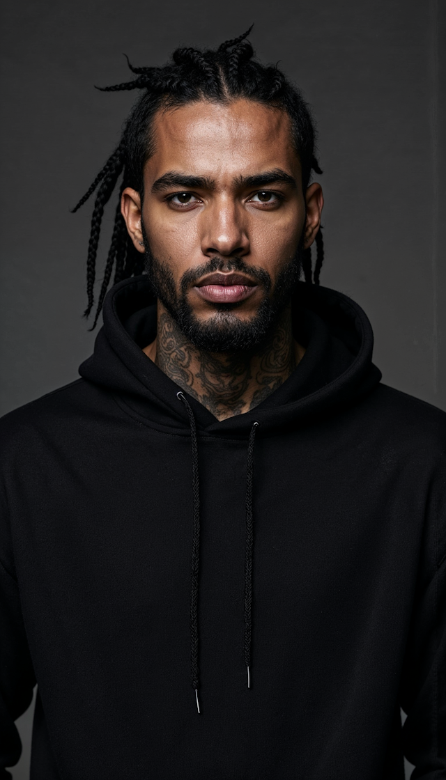 Moody Portrait of Man with Braids