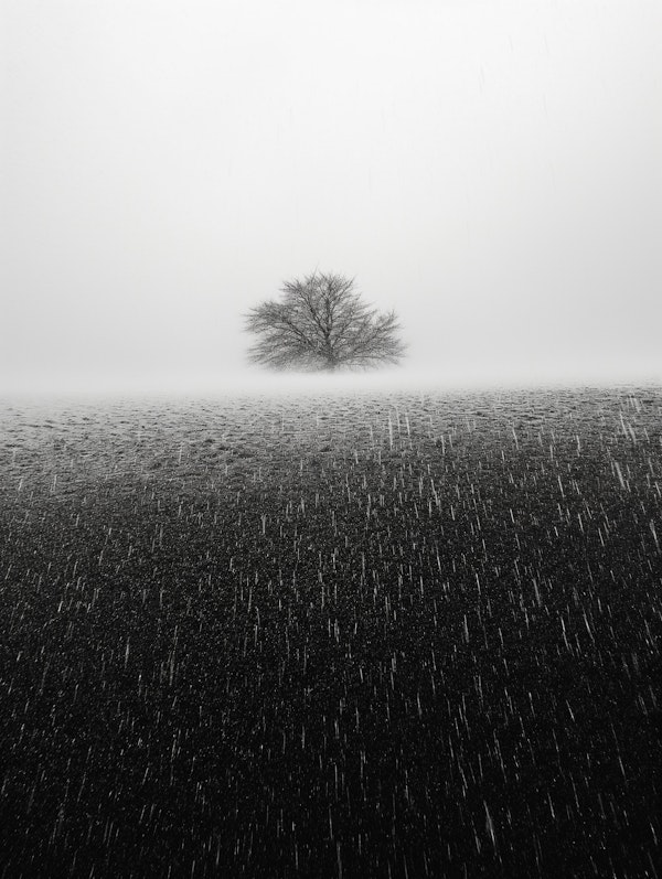 Solitary Tree in Snowy Landscape