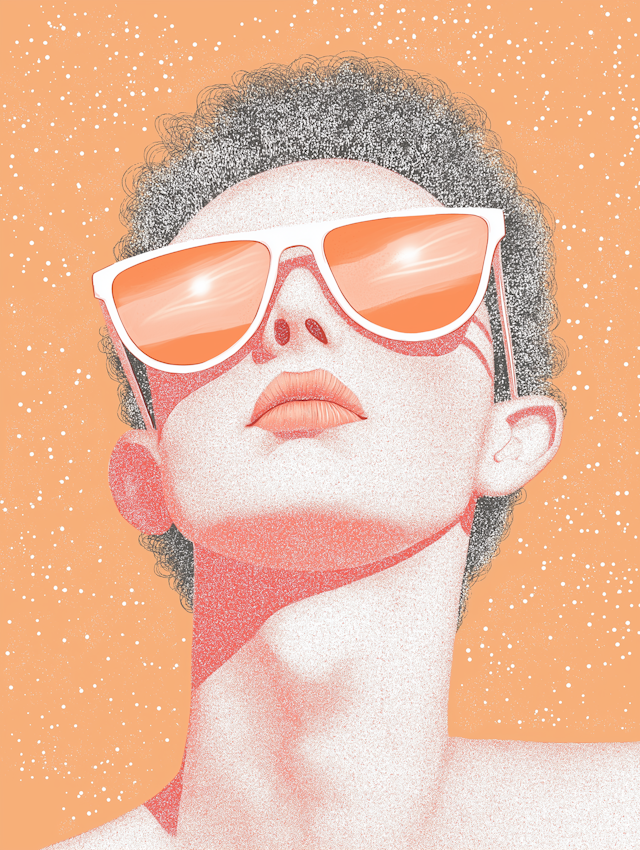 Stylized Portrait with Reflective Sunglasses