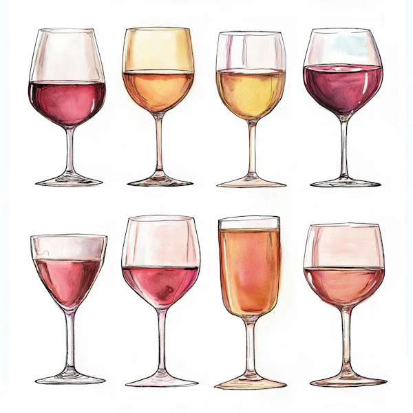 Watercolor Wine Glasses