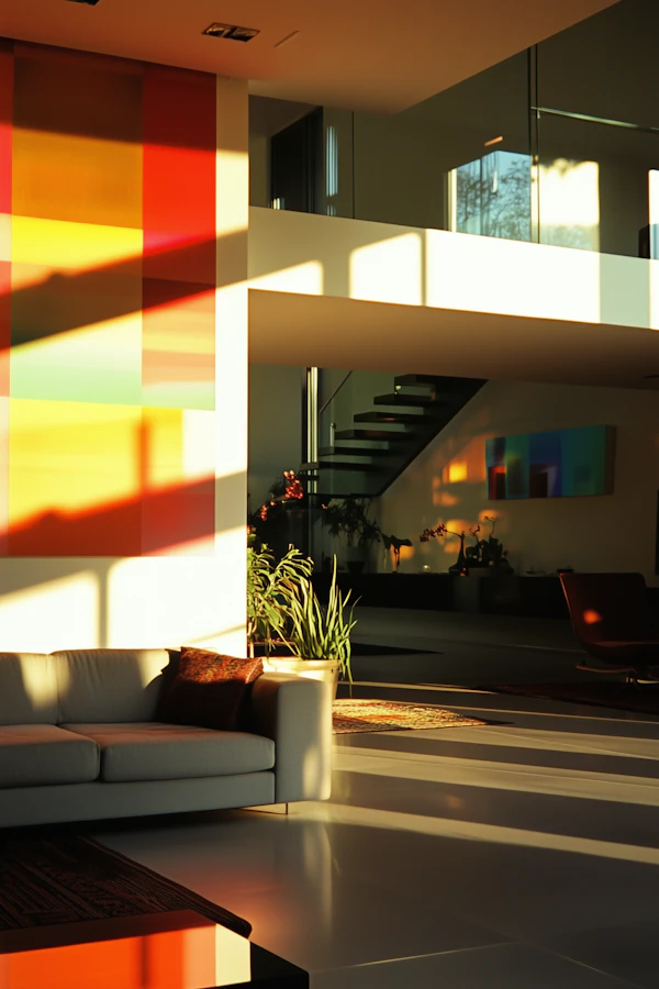 Modern Interior with Geometric Wall