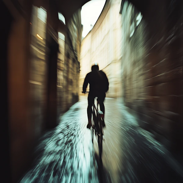 Cyclist in Alleyway