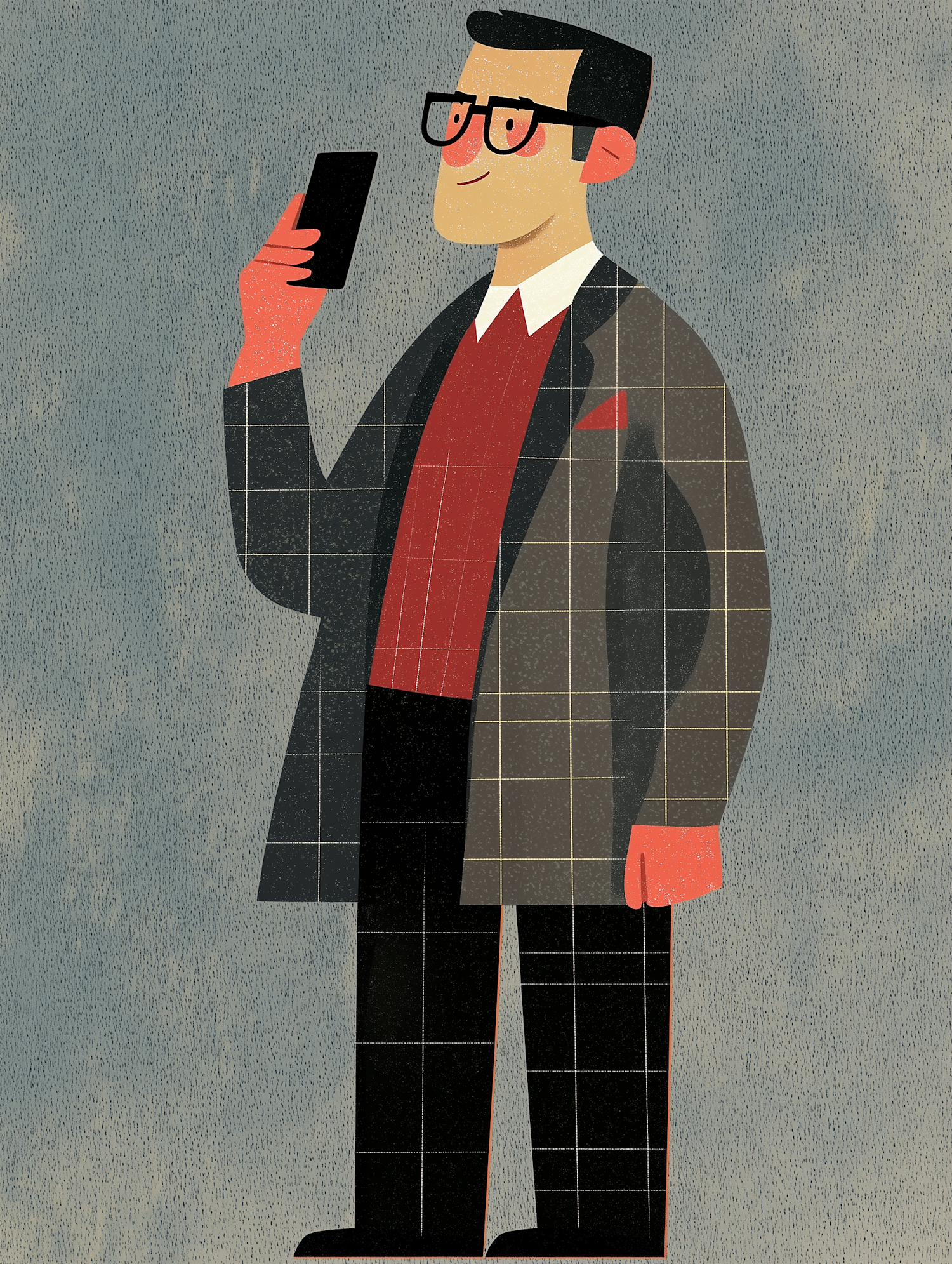 Man with Smartphone Illustration