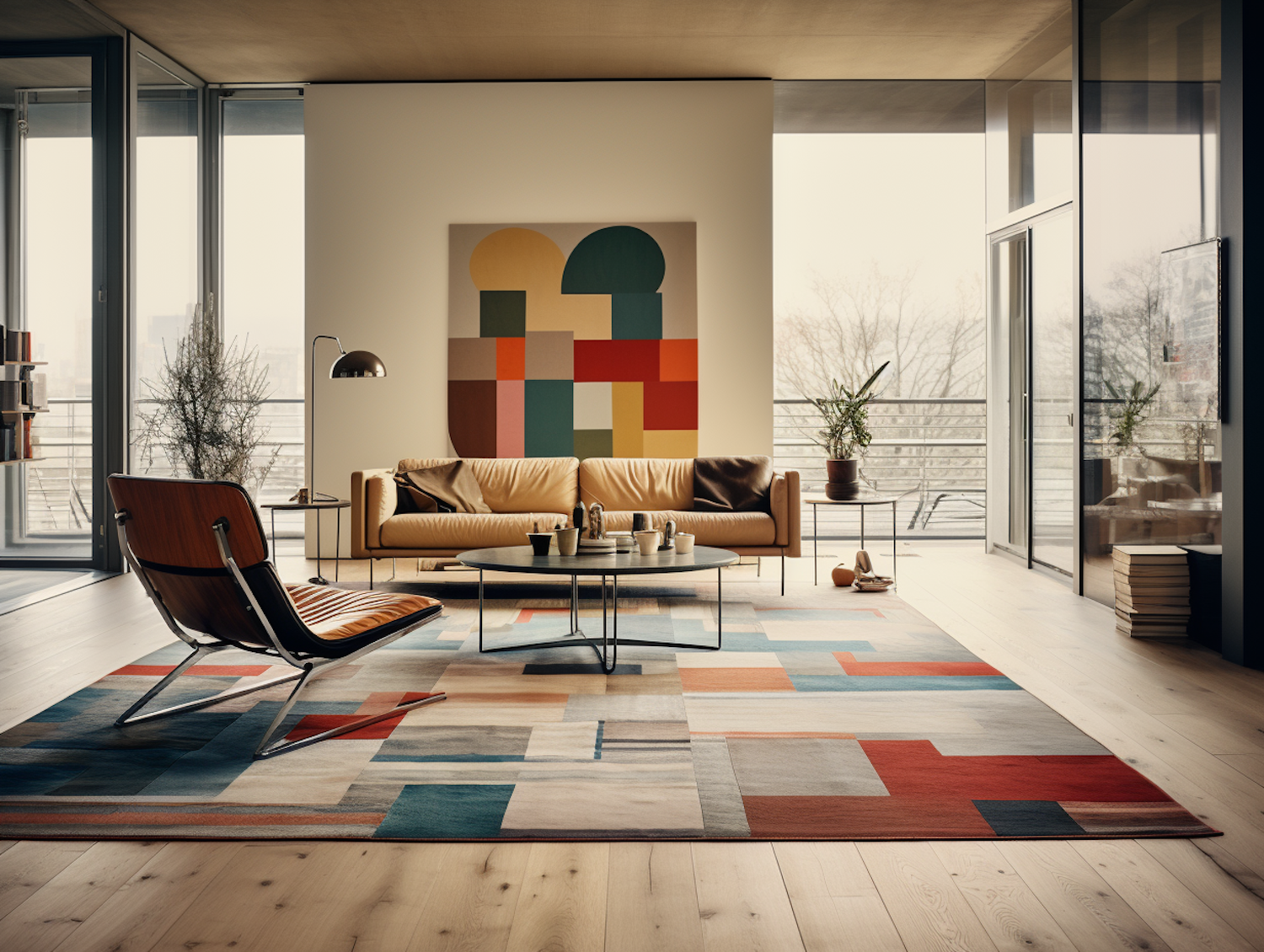 Modern MInimalist Living Room with Natural Light and Earthy Tones