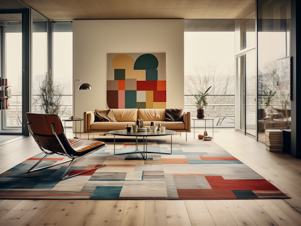 Modern MInimalist Living Room with Natural Light and Earthy Tones