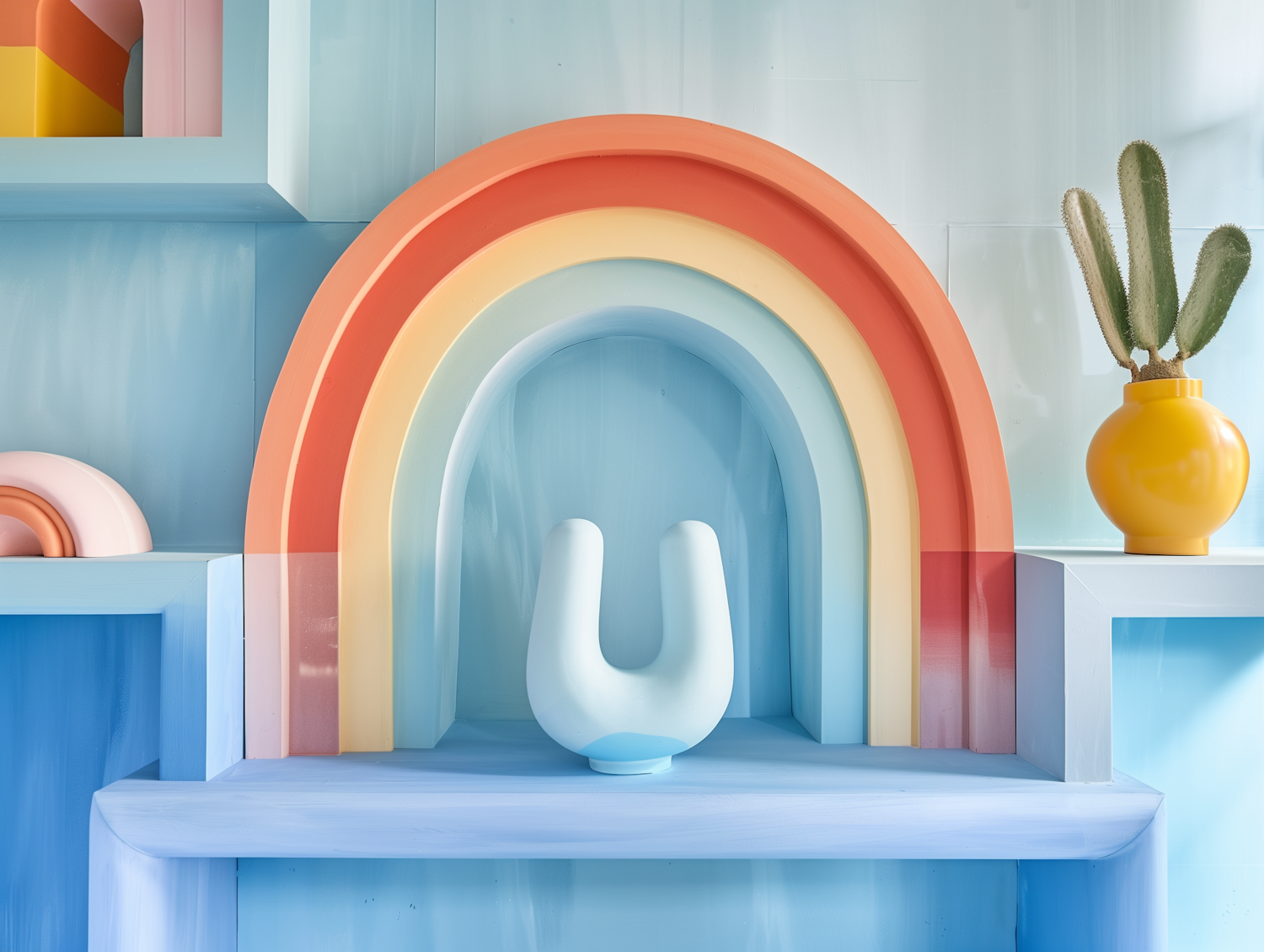 Pastel Rainbow Still Life Scene