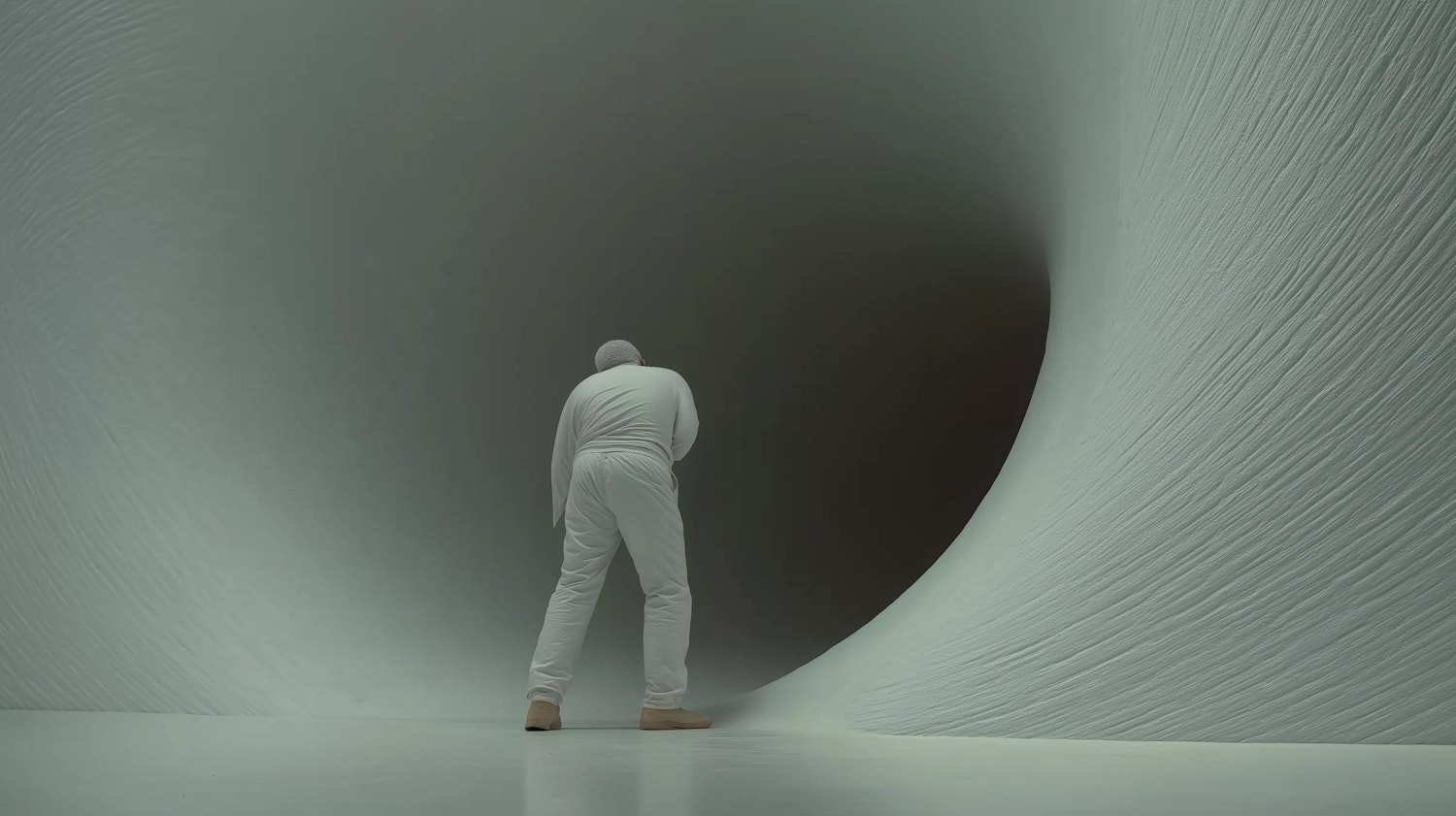 Person in White Facing Vortex