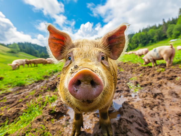 Curious Pig in Pastoral Life