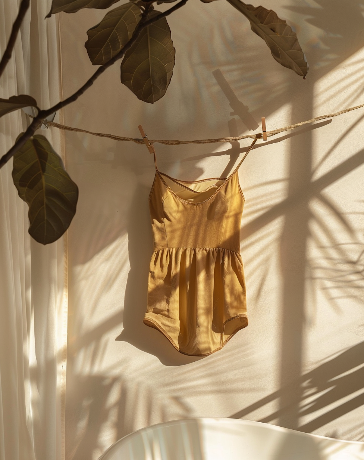 Golden Satin Garment and Shadows